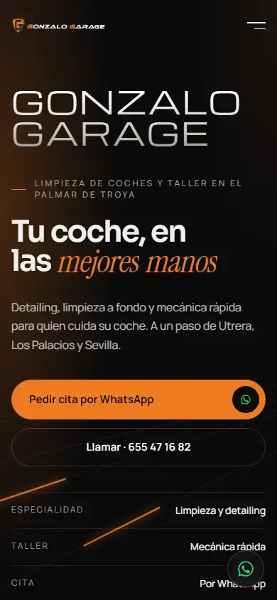 La web de Gonzalo Garage en el móvil