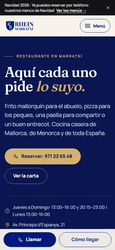 La web de Rhein Marratxí en el móvil